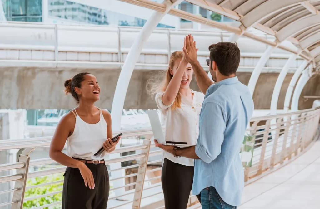 Business team showing unity