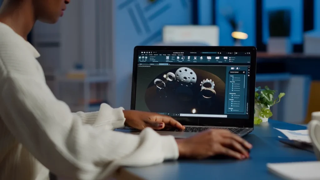 Designer engineer analyzing